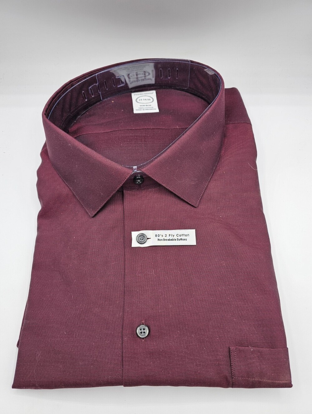Pronto Uomo Mens Sz 20 34/35 Long Sleeve Button Up Dress Shirt Burgundy Red NEW